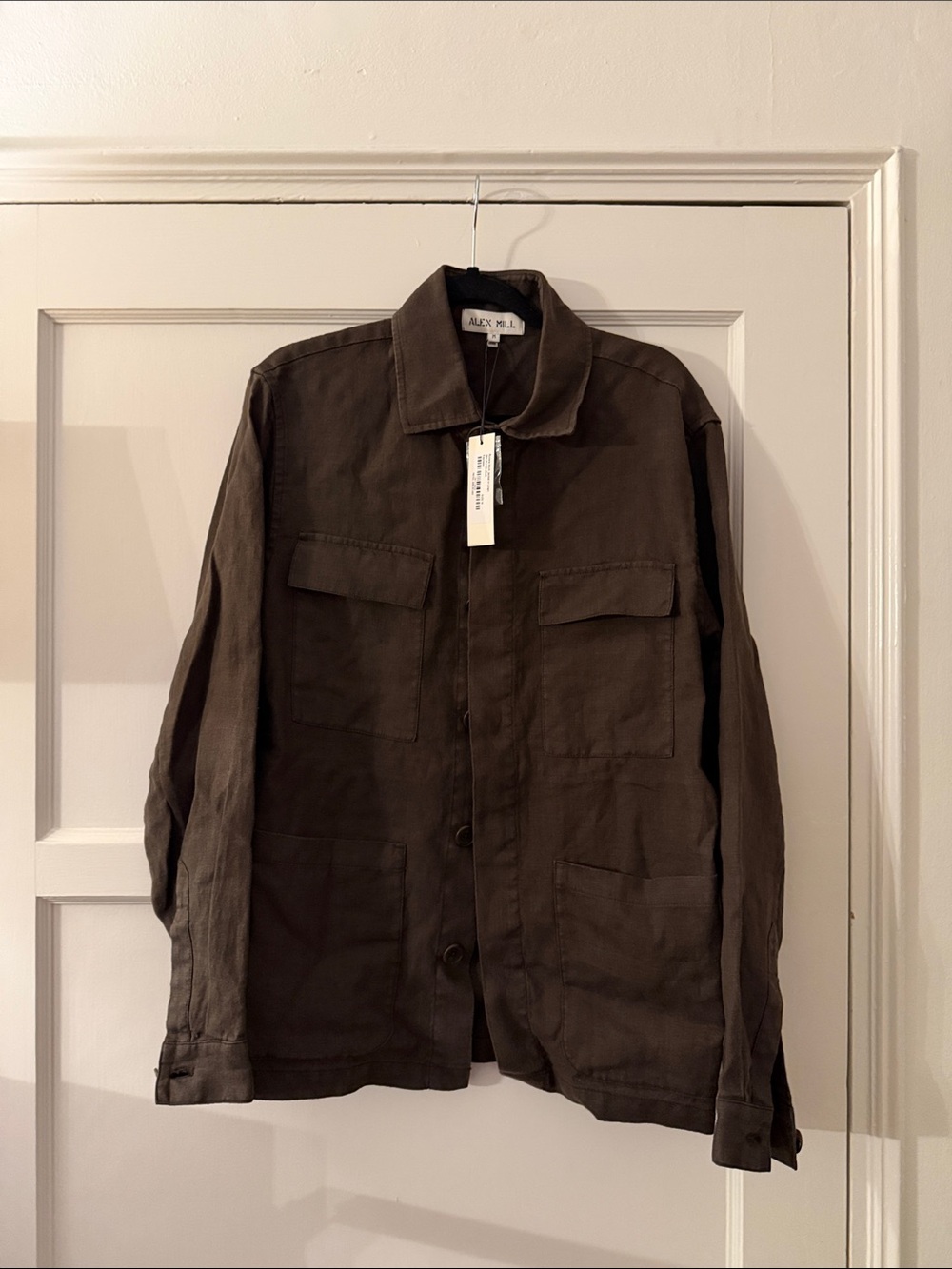 New NWT Alex Mill Men's Brown Linen Utility Jacket